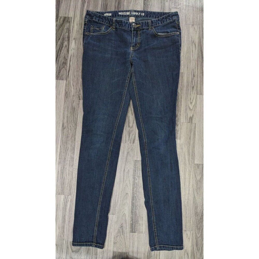 (3/$35)‎ Mossimo Size 13 Long Embroidered Pockets Fit 6 Skinny Denim Blue Jeans